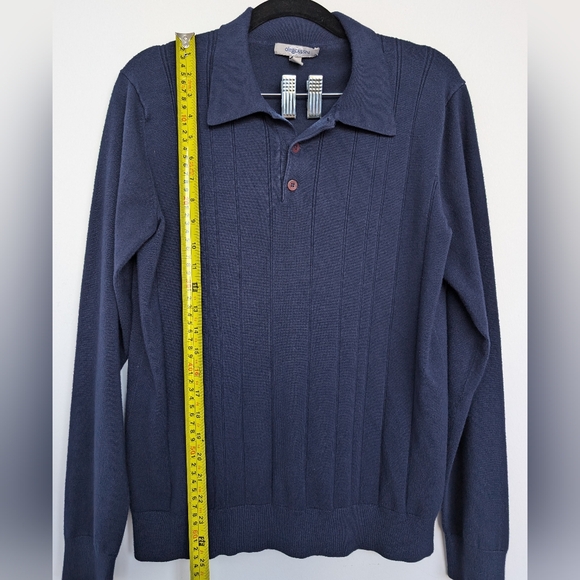 Oleg Cassini Silk Blend Navy Pullover Sweater  Collar Sz M - Picture 14 of 15